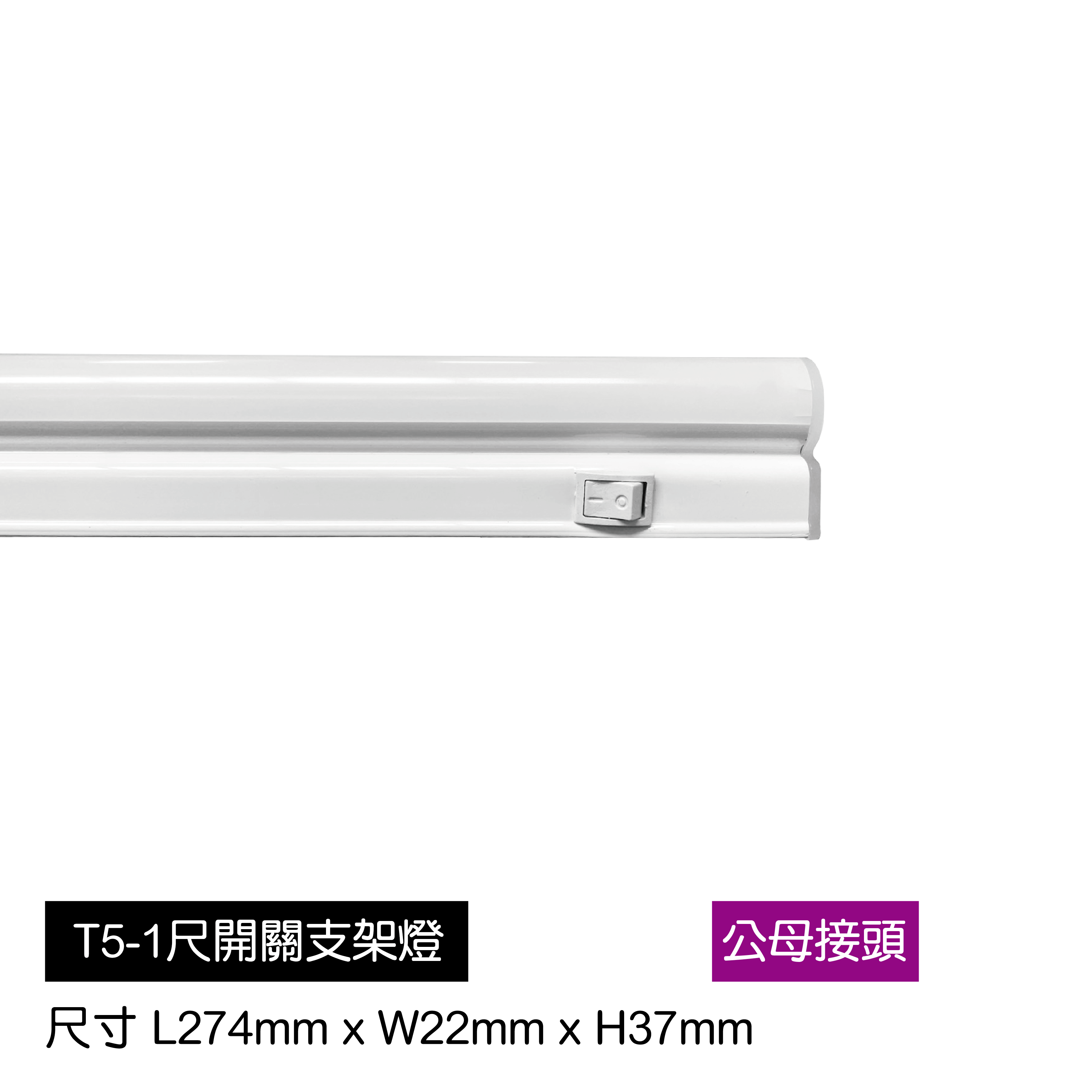 LED-T5支架燈-1尺附開關