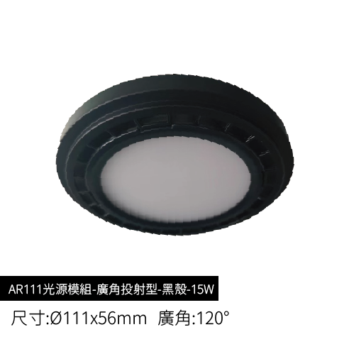 AR111光源模組-廣角投射型-黑殼-15W